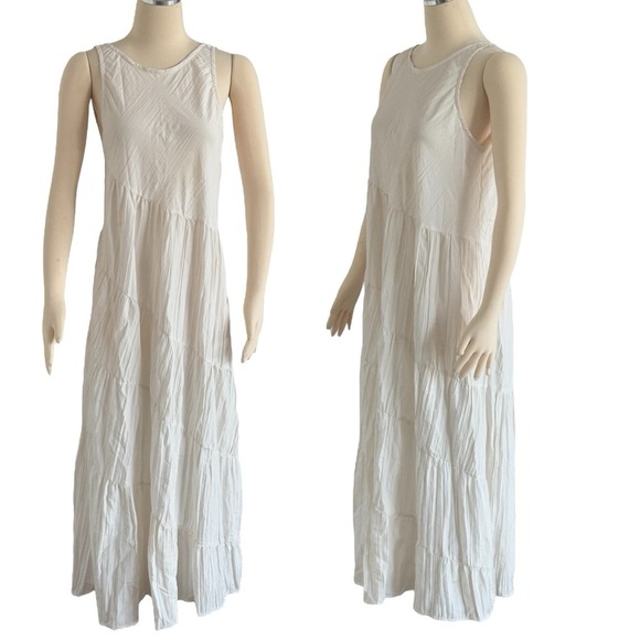 REBECCA TAYLOR Tiered Crinkle Sleeveless silhouette V Back  Maxi Dress Small NEW - Picture 10 of 13
